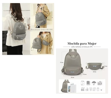 Foto 2 | Foto 2 | Bolsas Mochilas Escolares De Mujer Bolso Antirrobo 2 Piezas Moda Caqui