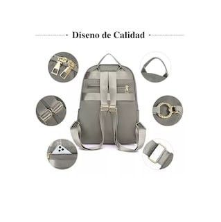 Foto 4 | Foto 4 | Bolsas Mochilas Escolares De Mujer Bolso Antirrobo 2 Piezas Moda Caqui