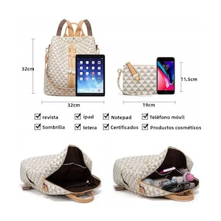 Foto 3 | Foto 3 | Set Mochila Moda Casual Para Mujer, 2 Piezas, Blanco Belug