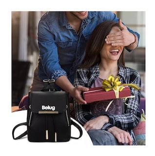 Foto 2 | Foto 2 | Language Mochila De Mujer Bolsa Con Metálica Moda Impermeable Casual Negro Belug