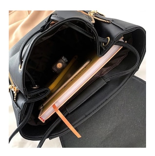 Foto 4 | Foto 4 | Language Mochila De Mujer Bolsa Con Metálica Moda Impermeable Casual Negro Belug