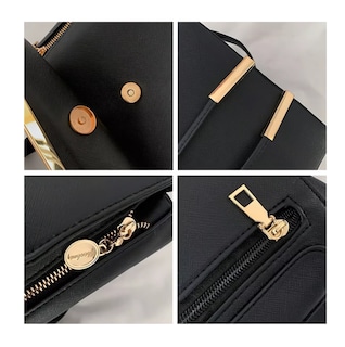 Foto 5 | Foto 5 | Language Mochila De Mujer Bolsa Con Metálica Moda Impermeable Casual Negro Belug