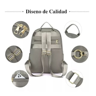 Foto 4 | Foto 4 | Bolsas Mochilas Escolares De Mujer Bolso Antirrobo 2 Piezas Moda Belug Caqui