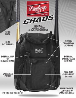 Foto 6 | Foto 6 | Mochila Rawlings Chaos Series Para Béisbol Juvenil Negra - Venta Internacional.