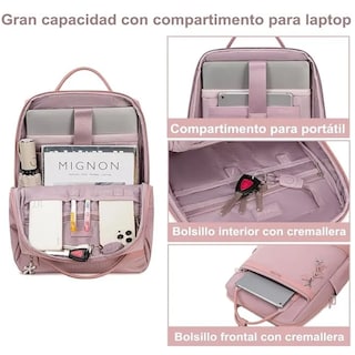 Foto 5 | Foto 5 | Bolsa Mochila Impermeable Para Laptop De 15.6 In Para Mujer Lab.g Negro
