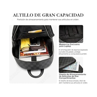 Foto 2 | Foto 2 | Mochila Casual Multiusos Unisex, Patrón Con Cuadros Lab.g Negro