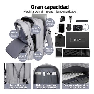 Foto 4 | Foto 4 | Mochila Multifuncional Bolsa De Viaje Lab.g Gris