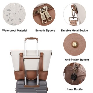 Foto 6 | Foto 6 | Bolsa De Viaje Cluci De Cuero Weekender Beige Para Mujer - Venta Internacional.