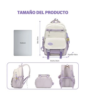 Foto 4 | Foto 4 | Mochila De Gran Capacidad Diseño Blanco/violeta