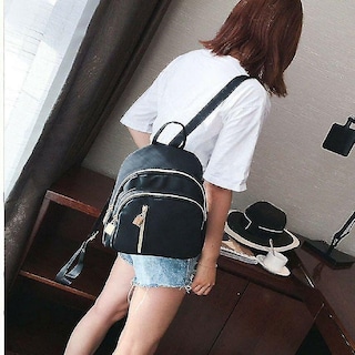 Foto 4 | Foto 4 | Bolso Huoguo Mochila Pequeña De Viaje De Nailon Para Mujer Color Negro - Venta Internacional.