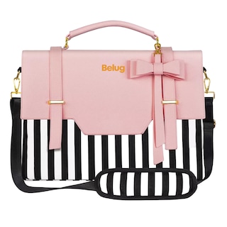 Foto 1 | Foto 1 | Maletín Crossbody para Laptop 15.6 \" Bolsa Tote Rosa Rallas Blanco con Negro para Mujer