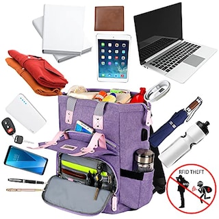Foto 4 | Foto 4 | Venta Internacional - Mochila Para Laptop Mujeres, Antirrobo Con Usb, Rfid, Resistente Agua, Amplia Apertura Trabajo, Escuela,