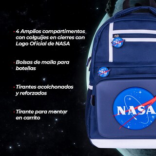 Foto 5 | Foto 5 | Techzone Mochila Escolar Logo Oficial De Nasa, Diseño De Astronauta En 3d Y 4 Amplios Compartimentos