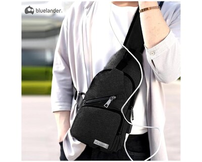 Foto 7 | Foto 7 | Mochila Cruzada Antirrobo Impermeable, Bluelander, Negro, Bolso De Pecho Para Hombre, Bolso Bandolera Con Puerto De Carga Usb