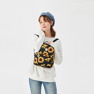 Foto 4 | Foto 5 | Venta Internacional - Mochila para Mujer Cusangel Negra con Girasoles