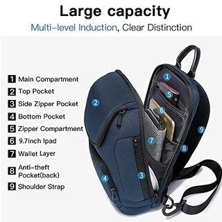 Foto 2 | Foto 2 | Venta Internacional - Bolso Bange Impermeable para Hombre Pecho Bandolera con Cuerdas Azul