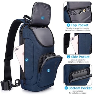 Foto 3 | Foto 3 | Venta Internacional - Bolso Bange Impermeable para Hombre Pecho Bandolera con Cuerdas Azul