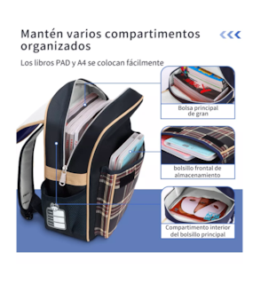 Foto 4 | Foto 4 | Mochila Bolsa Escolar Impermeable Primaria Azul Marino