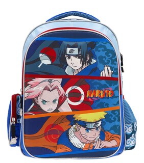 Foto 1 | Foto 1 | Mochila Escolar Naruto Sasuke Sakura Azul Original Backpack