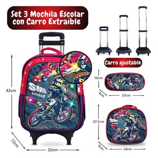 Foto 2 | Foto 2 | Kit Mochila Escolar Lonchera Lapicera Primaria Con Carrito