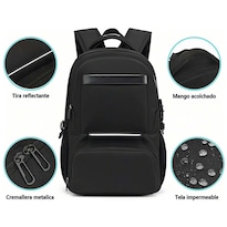 Mochila De Almuerzo Antirrobo Impermeable Portátil Color Negro