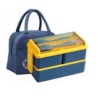 Foto 1 | Foto 1 | Lunch Box 2 Niveles Loncheras 1400ml Con Bolsas+ Taza Eo Safe Imports Esi-11420 Azul Obscuro