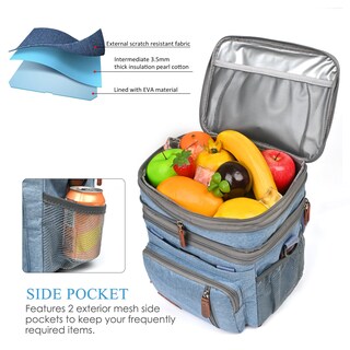 Foto 3 | Foto 3 | Bolsa de Almuerzo Miycoo Azul Doble Piso con Aislamiento a Prueba de Fugas 15 L - Venta Internacional
