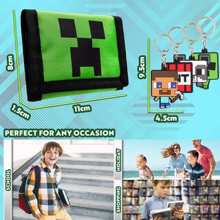 Foto 5 | Foto 5 | Set De Regalo Con Carteras Y Llaveros Minecraft Para Niños - Venta Internacional.