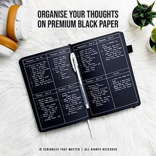 Foto 4 | Foto 4 | Venta Internacional- Cuaderno Puntos-bala Papel Negro | A5 Noche Estrellada Scribbles That Matter | Pluma Gel Blanca Gratis
