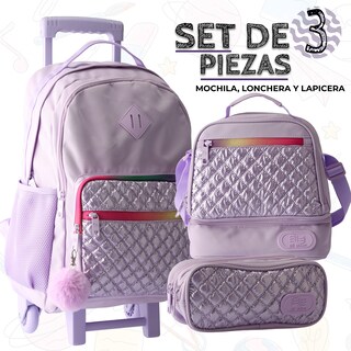 Foto 3 | Foto 3 | Set Mochila Escolar Carrito Con Lonchera Y Lapicera 3 Piezas