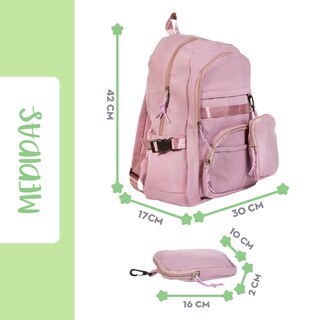 Foto 8 | Foto 8 | Mochila Escolar Mima2 Con Compartimento Para Laptop + Múltiples Bolsillos + Bolsita Colgante