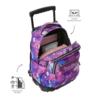 Foto 3 | Foto 4 | Mochila Grande Con Ruedas Porta Laptop 15.4 | 25 L Renglon Glitter
