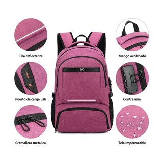 Foto 2 | Foto 2 | Mochila De Almuerzo Antirrobo Impermeable Eo Safe Imports Esi-20424 Purpura