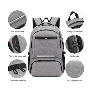 Foto 2 | Foto 2 | Mochila De Almuerzo Antirrobo Impermeable Eo Safe Imports Esi-20422 Gris