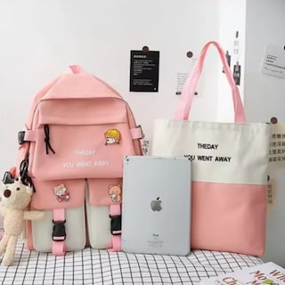 Foto 5 | Foto 5 | Mochila Coreana 5 En 1 Bolsa Escolar De Viaje Kawaii K Pop Rosa