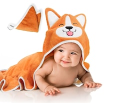 Toalla Con Capucha Para Bebé Corgi Dog, Ultrasuave Y Absorbente, Naranja - Venta Internacional.