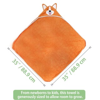 Foto 2 | Foto 2 | Toalla Con Capucha Para Bebé Corgi Dog, Ultrasuave Y Absorbente, Naranja - Venta Internacional.