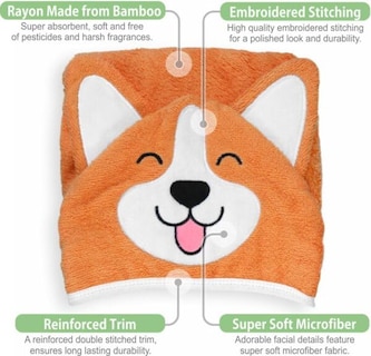Foto 4 | Foto 4 | Toalla Con Capucha Para Bebé Corgi Dog, Ultrasuave Y Absorbente, Naranja - Venta Internacional.