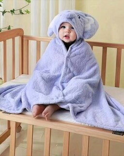 Foto 2 | Foto 2 | Toalla Baby Room Azul Con Capucha Diseño De Elefante, 2 Broches A Presión, Microfibra De Alta Absorción Y Secado Rápido.