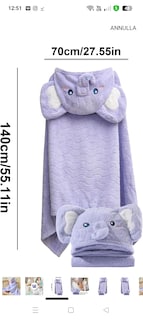 Foto 3 | Foto 3 | Toalla Baby Room Azul Con Capucha Diseño De Elefante, 2 Broches A Presión, Microfibra De Alta Absorción Y Secado Rápido.