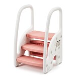 Taburete Gaomon Para Niños Pequeños De 3 Escalones Con Asas De Seguridad, Color Rosa - Venta Internacional.