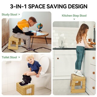 Foto 2 | Foto 2 | Taburete Amazerbath 3 En 1 De Bambú Para Niños Pequeños Que Aprenden A Ir Al Baño - Venta Internacional.