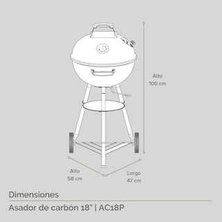 Foto 3 | Foto 3 | Asador de Carne de Carbón 18'' Avera Acero Premium Ac18p color Negro