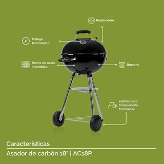 Foto 4 | Foto 4 | Asador de Carne de Carbón 18'' Avera Acero Premium Ac18p color Negro