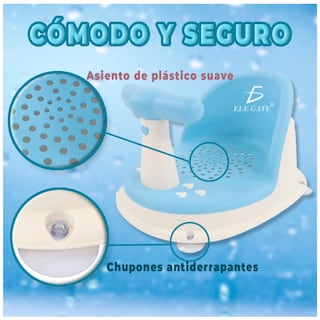 Foto 4 | Foto 4 | Asiento de Baño para Bebé Azul con Respaldo y Ventosas Antideslizantes