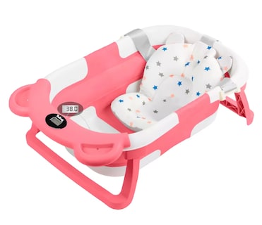 Foto 1 | Foto 1 | Bañera Plegable Rosa con Cojín Antideslizante y Termómetro para Bebe