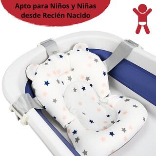 Foto 5 | Foto 5 | Bañera Para Bebé Tina Plegable Con Cojín Tapón De Drenaje Y Termómetro - Azul