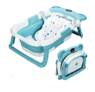 Foto 1 | Foto 1 | Bañera Tina Baño Bebe Plegable Portátil Con Cojín Termometro