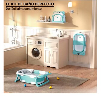 Foto 4 | Foto 4 | Bañera Tina Baño Bebe Plegable Portátil Con Cojín Termometro