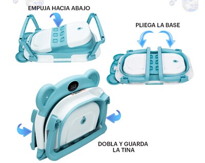 Foto 5 | Foto 5 | Bañera Tina Baño Bebe Plegable Portátil Con Cojín Termometro